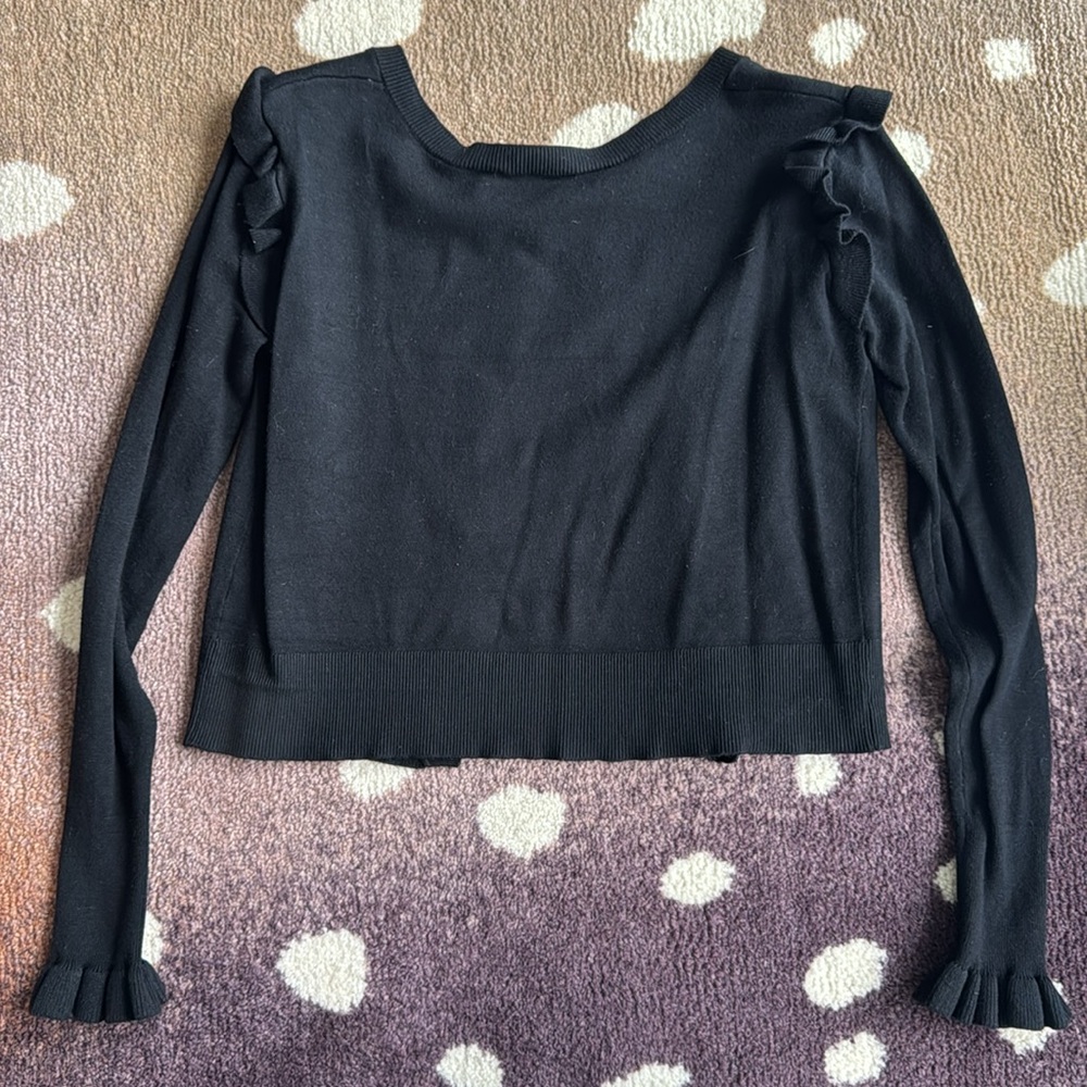 Black Knit Ruffle Cardigan - Picture 6 of 6